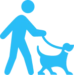 Ícono de persona paseando a un perro